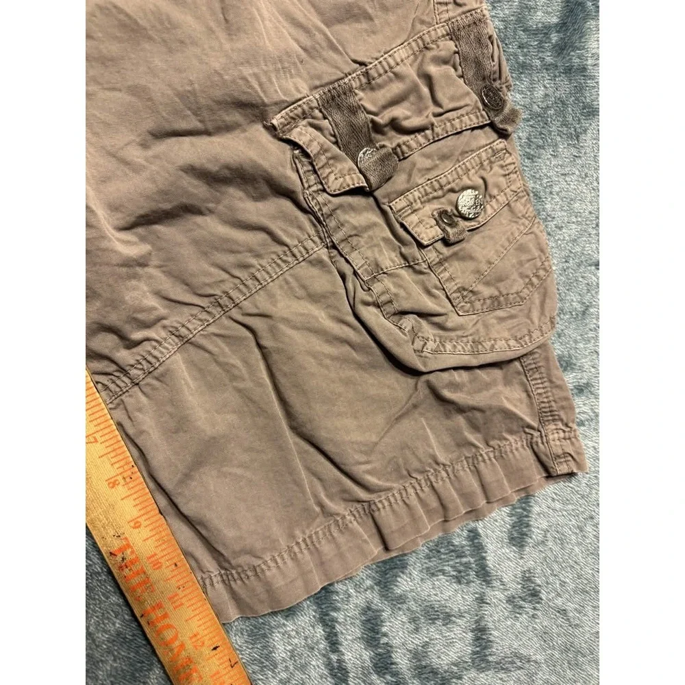 Broken Threads Mens Cargo Shorts Regular Fit 36 Brown Multi Pocket Bleach Mark